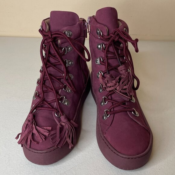 Aerosoles Nubuck Leather Wine Purple Ankle Boots Size 7 - Picture 6 of 16
